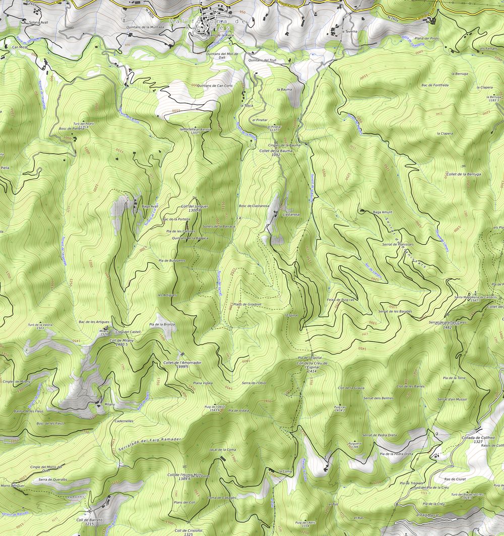 Mapa topogràfic amb el traçat de la ruta Morro del Quer i Santa Magdalena