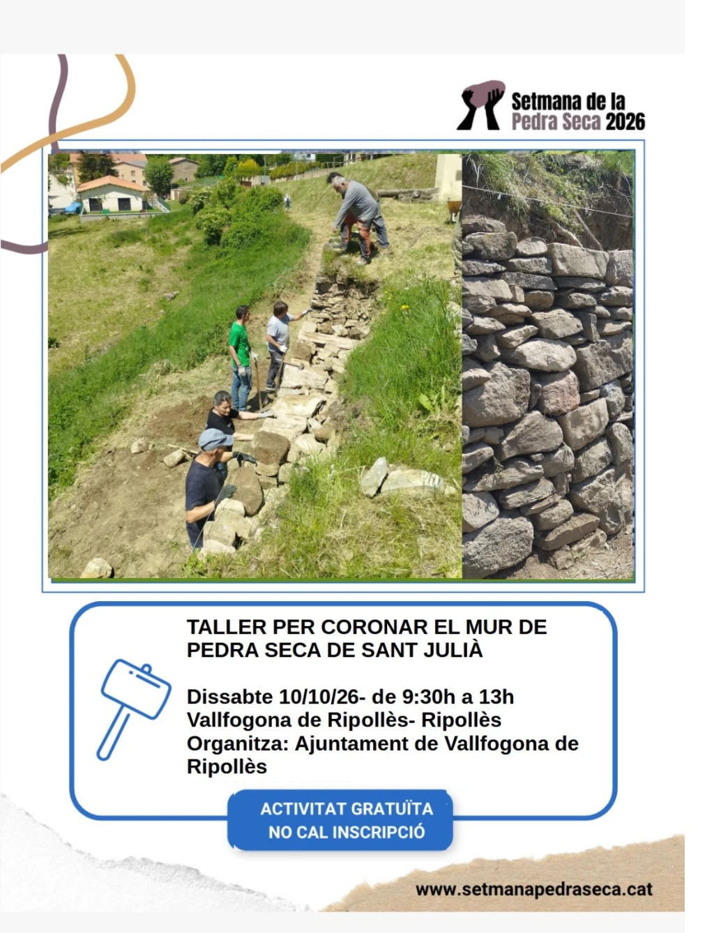 Taller per coronar el mur de pedra seca de Sant Julià